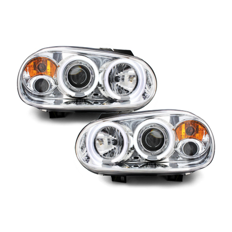 Phares VW Golf IV 97-04  avec anneaux lumineux angel eyes CCFL  Chrome