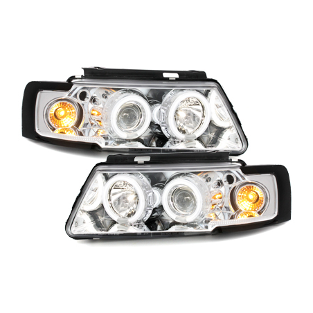 Phares VW Passat 3B 96-00  avec anneaux lumineux angel eyes CCFL  Chrome