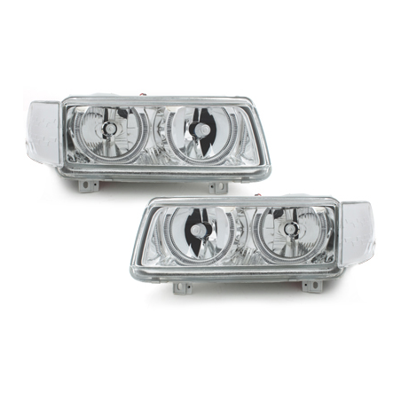 Phares VW Passat 35i B4 93-96  avec 2 Anneaux lumineux Angel Eyes  Chrome