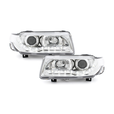 Phares DAYLINE VW Passat 35i 93-96 avec feux diurne LED  Chrome