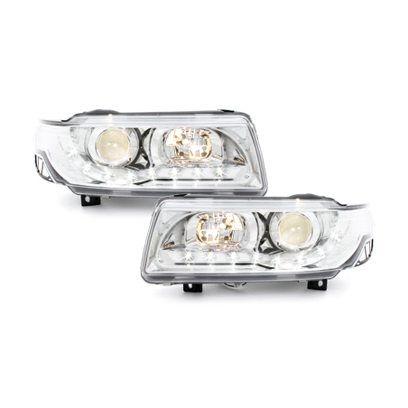 Phares DAYLINE VW Passat 35i 93-96 avec feux diurne LED  Chrome