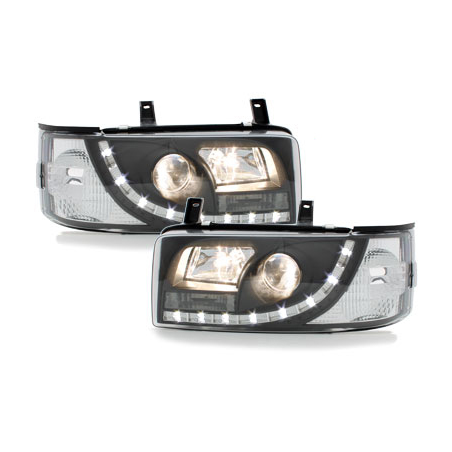 Phares LED D-LITE  VW T4 90-03  avec feux diurne LED  Noir