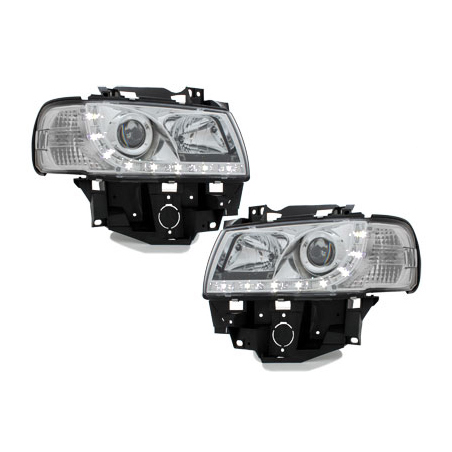 Phares DAYLINE VW T4 96-03  avec Feux Diurne Led  Chrome