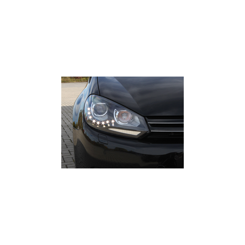 Paire de phares LED diurnes fond noir Volkswagen GOLF 6 2008-2012