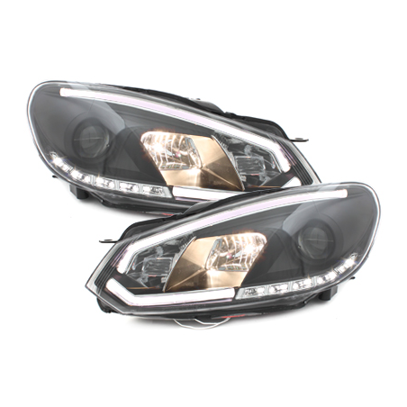 Phares avec feux diurnes VW Golf VI 08+ Noir