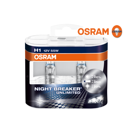 OSRAM NIGHT BREAKER Unlimited H1 12 V/55 W (2 Pièces)