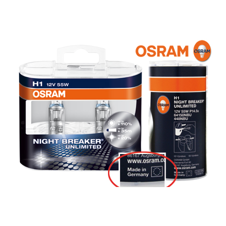 OSRAM NIGHT BREAKER Unlimited H1 12 V/55 W (2 Pièces)