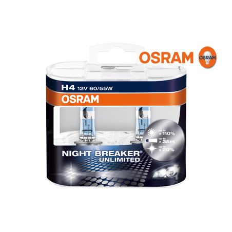 OSRAM NIGHT BREAKER Unlimited H4 12 V/55 W (2 Pièces)