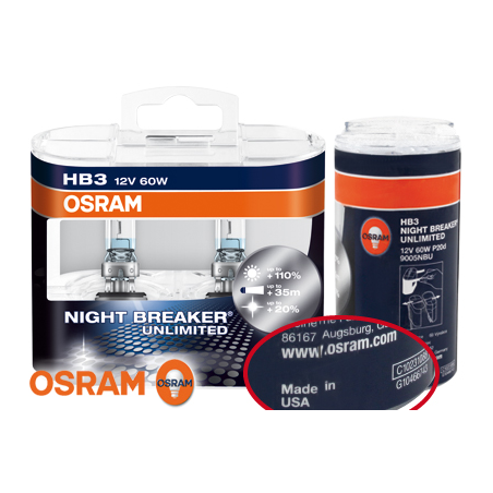 OSRAM NIGHT BREAKER Unlimited HB3 12 V/60 W (2 Pièces)