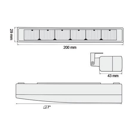 Feux de jour avec 6 hipower LED 220x29x43(max)30(min)