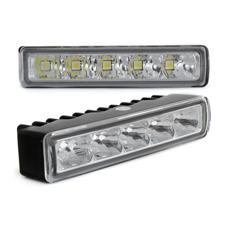 Feux de jour avec 5 hipower LED LxHxT 110x25x30mm-Chrome