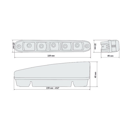 Feux de jour avec 5 hipower LED LxHxT 160x24x54mm (2 pièces)