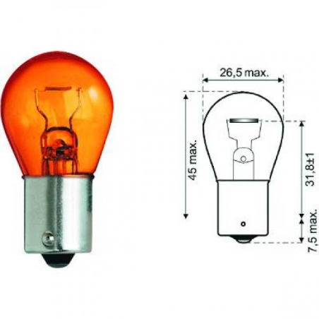 P21W 12V 21W BA15s Amber  