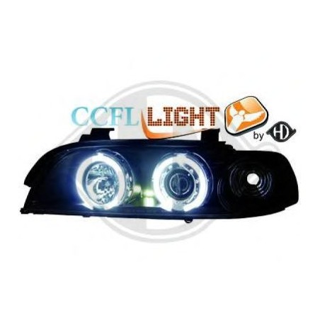  phares design angel eyes, CCFL Cool Lights, noir, H1/H1, avec correct.      BMW E39, 