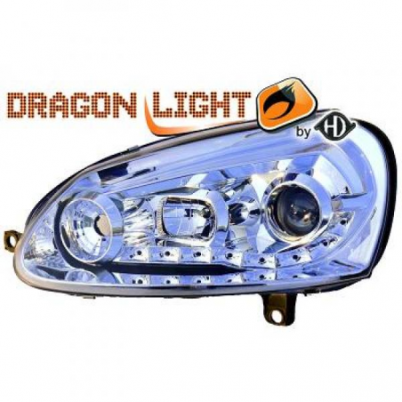 fari con LED diurni, DragonLights, chrome GOLF 5