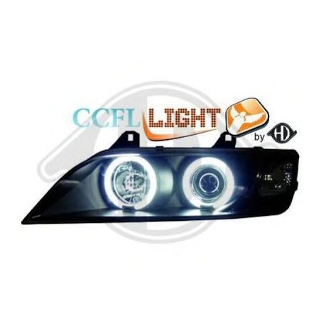  phares design angel eyes, CCFL Cool Lights, noir, H1/H1    BMW Z3, 