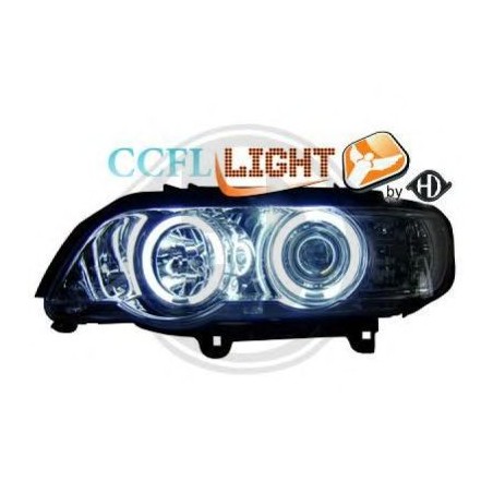  phares design angel eyes, CCFL Cool Lights, chrome, H1/H1  BMW X5, 