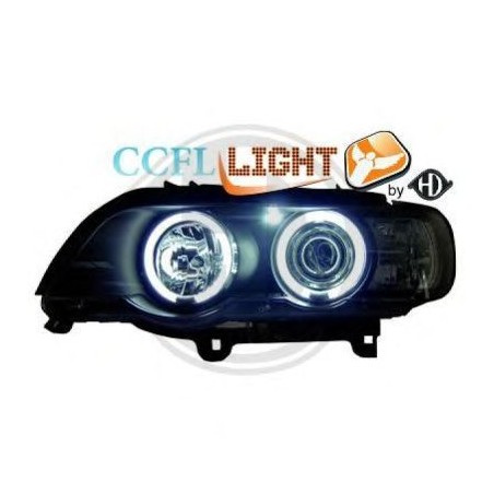  phares design angel eyes, CCFL Cool Lights, noir, H1/H1   BMW X5, 