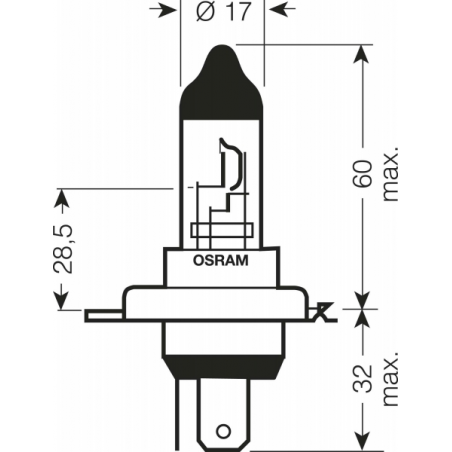 OSRAM Halogen Headlamp  64193 H4 12V 60/55W carton box (1 unit)