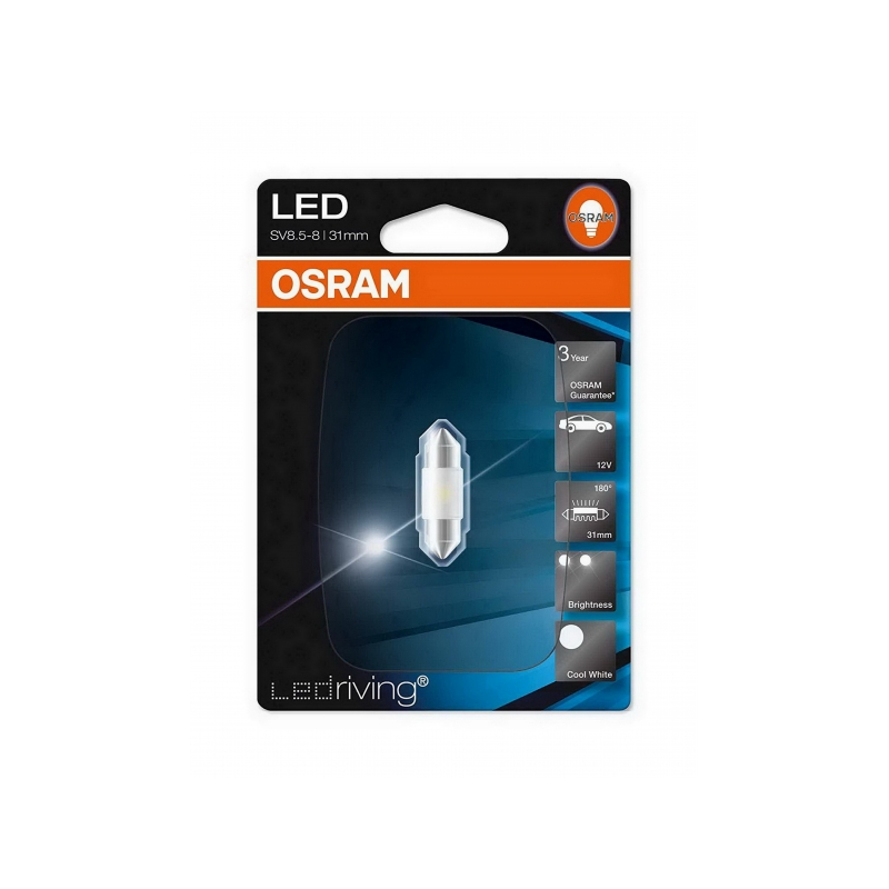 OSRAM LED Driving Cool White Festoon 31mm 6438 Form 6000K M2