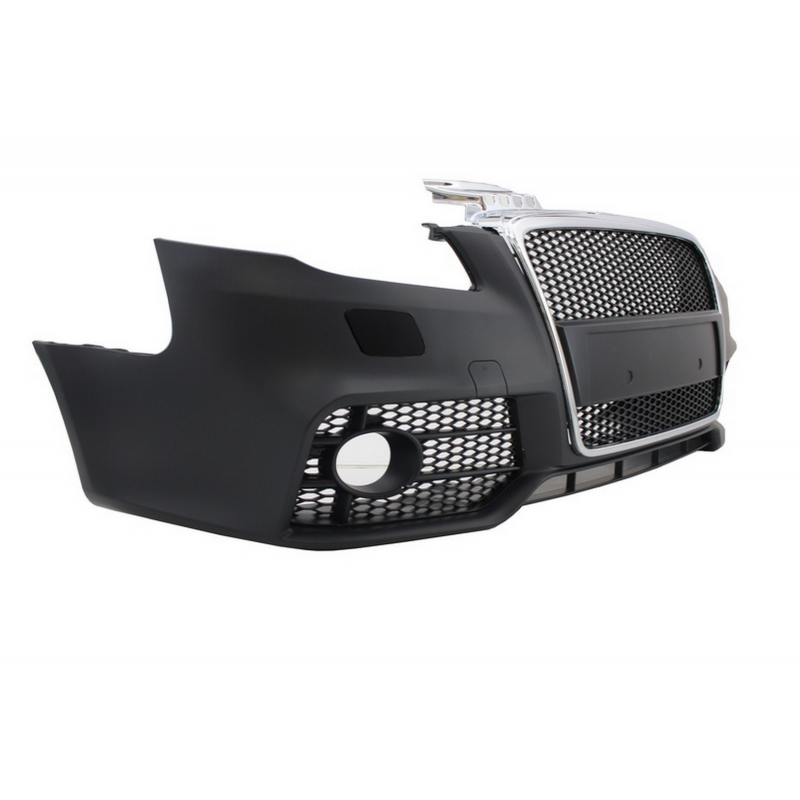 Front Bumper With Front Grille Suitable For Audi A4 B7 2004 2008 Rs4 Design Chrome And Black