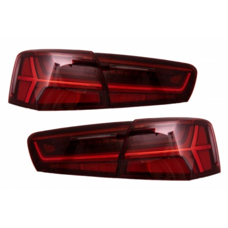 Taillights Full LED suitable for Audi A6 4G C7 Limousine (2011-2014) Red/Clear Facelift Design with Sequential Dynamic Turning L