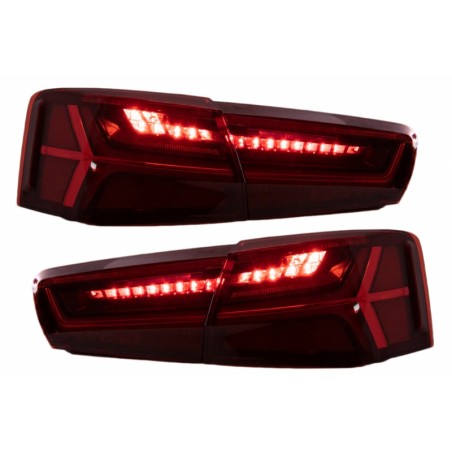 Taillights Full LED suitable for Audi A6 4G C7 Limousine (2011-2014) Red/Clear Facelift Design with Sequential Dynamic Turning L