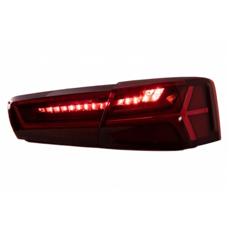 Taillights Full LED suitable for Audi A6 4G C7 Limousine (2011-2014) Red/Clear Facelift Design with Sequential Dynamic Turning L