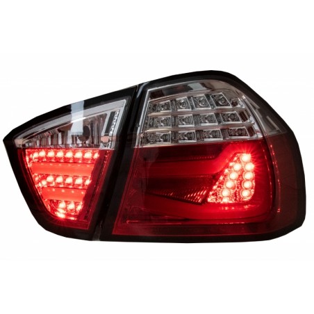 LED Taillights suitable for BMW 3 Series E90 (03.2005-08.2008) Red White LightBar F30 LCI Design