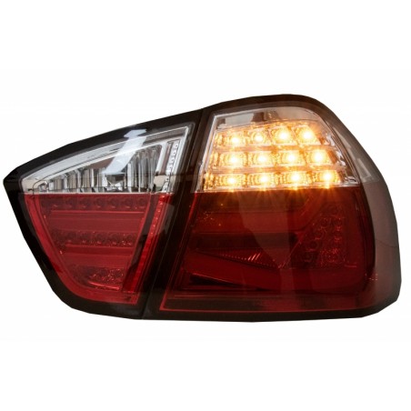 LED Taillights suitable for BMW 3 Series E90 (03.2005-08.2008) Red White LightBar F30 LCI Design