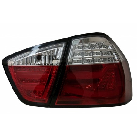 LED Taillights suitable for BMW 3 Series E90 (03.2005-08.2008) Red White LightBar F30 LCI Design