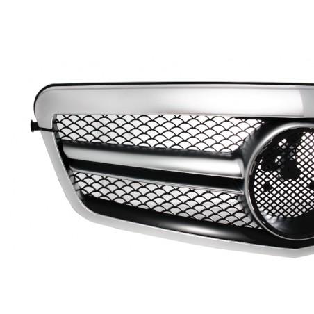 Front Central Grille suitable for MERCEDES E Class W212 S212 (2009-2013) Facelift Single Stripe Design Silver Aluminum