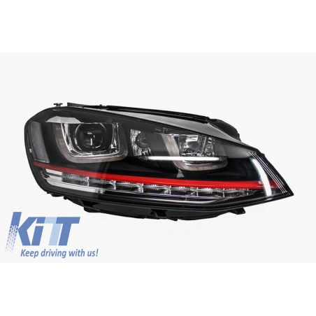 Headlights 3D LED DRL suitable for VW Golf 7 VII RHD (2012-2017) RED R20 GTI Look LED Turn Light