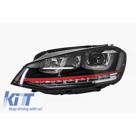 Headlights 3D LED DRL suitable for VW Golf 7 VII RHD (2012-2017) RED R20 GTI Look LED Turn Light