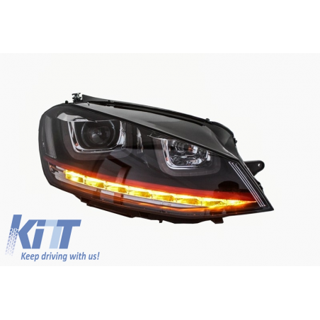 Headlights 3D LED DRL suitable for VW Golf 7 VII RHD (2012-2017) RED R20 GTI Look LED Turn Light