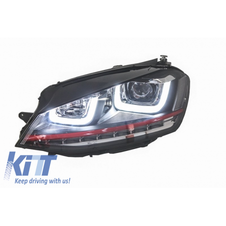 Headlights 3D LED DRL suitable for VW Golf 7 VII RHD (2012-2017) RED R20 GTI Look LED Turn Light