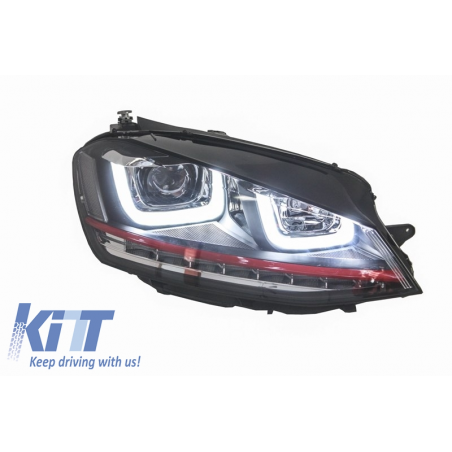 Headlights 3D LED DRL suitable for VW Golf 7 VII RHD (2012-2017) RED R20 GTI Look LED Turn Light