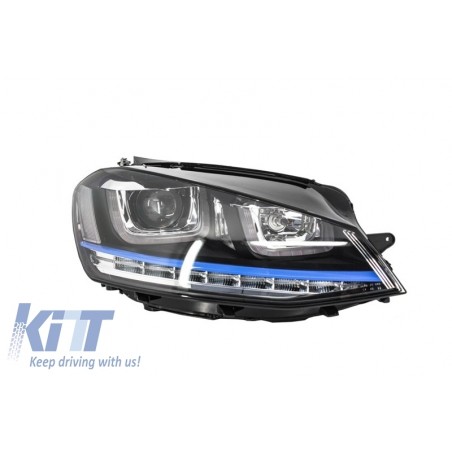 Headlights 3D LED DRL suitable for VW Golf 7 VII (2012-2017) Blue GTE Look LED Turn Light suitable for RHD