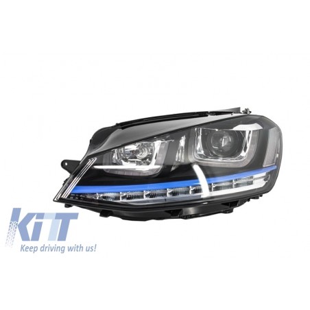 Headlights 3D LED DRL suitable for VW Golf 7 VII (2012-2017) Blue GTE Look LED Turn Light suitable for RHD