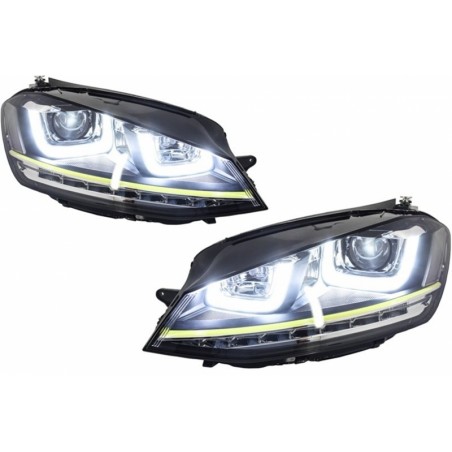 Headlights 3D LED DRL suitable for VW Golf 7 VII (2012-2017) Yellow R400 Look LED Turn Light  suitable for RHD