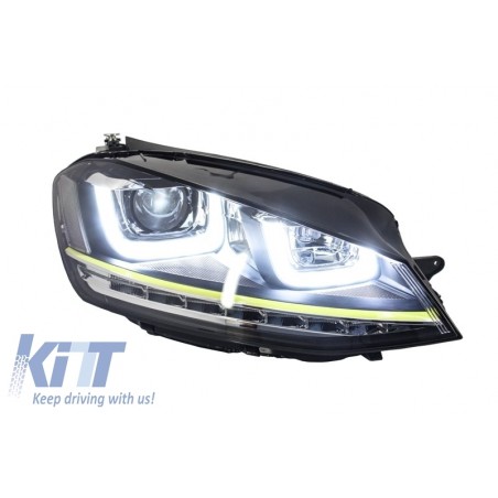 Headlights 3D LED DRL suitable for VW Golf 7 VII (2012-2017) Yellow R400 Look LED Turn Light  suitable for RHD