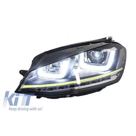 Headlights 3D LED DRL suitable for VW Golf 7 VII (2012-2017) Yellow R400 Look LED Turn Light  suitable for RHD