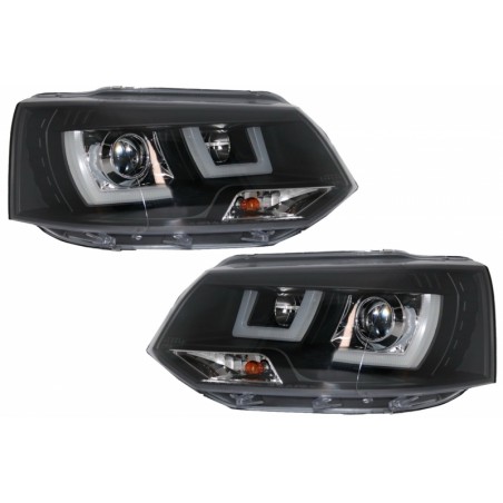 LED DRL Headlights suitable for VW Transporter T5 Multivan Facelift (2010-2015) U Tube Xenon Look