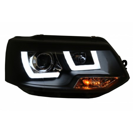 LED DRL Headlights suitable for VW Transporter T5 Multivan Facelift (2010-2015) U Tube Xenon Look