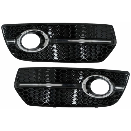 Grilles antibrouillard pour Audi Q5 8R (2008-2011) RS Design Piano Black & Chrome