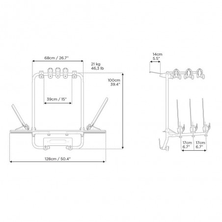 MENABO SHADOW Porte-Vélos sur hayon pour VW CADDY 4 (3 Vélos)