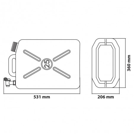 Plastic water jerry can with metal tap - 25 L