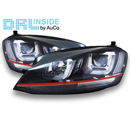 Projecteurs avec Feux Diurnes LED pour VW GOLF 7 (RED-LINE)