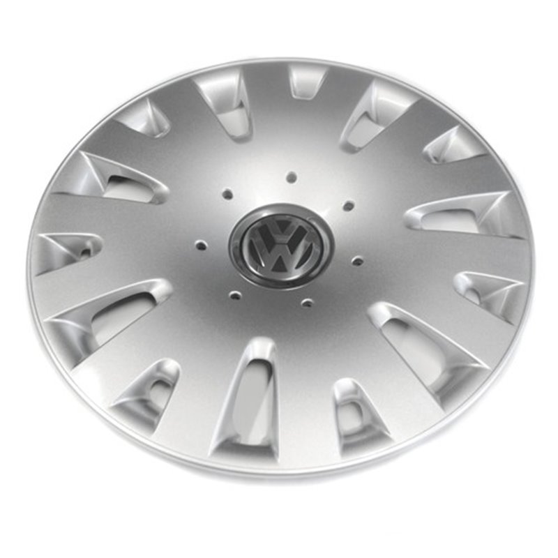 Enjoliveur de roue d'origine VW de 14 pouces en argent brillant, référence  6Q0601147PRGZ.