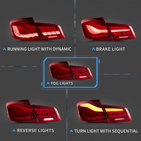 VLAND OLED Feux arrière Compatible pour B-M-W 5 Série F10 F18 M5 Seden/Saloon 2010-2016 (Ne convient pas aux F11 et F07) Feu